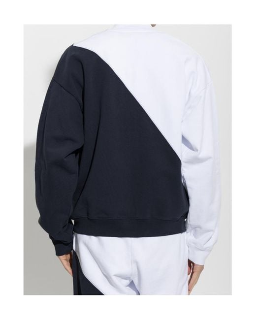 Versace Blue Logo-Embroidered Panelled Sweater for men