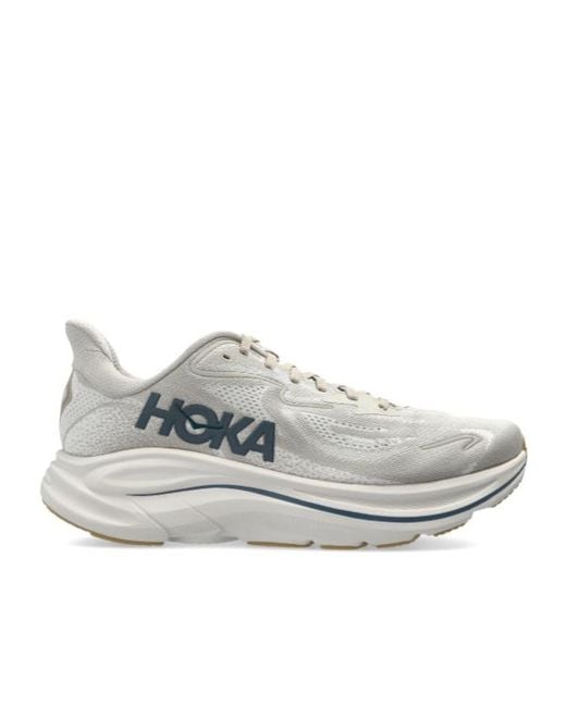 Hoka One One Gray Clifton 10 Lace-Up Sneakers for men
