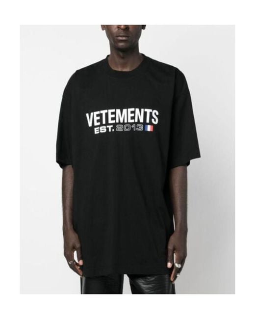 Vetements Black Logo Printed Oversized T-Shirt for men