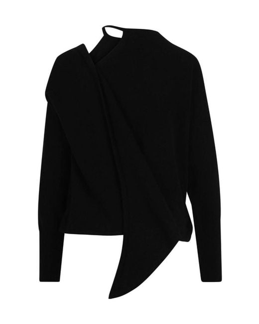 FEDERICA TOSI Black One-Shoulder Cut-Out Sweater