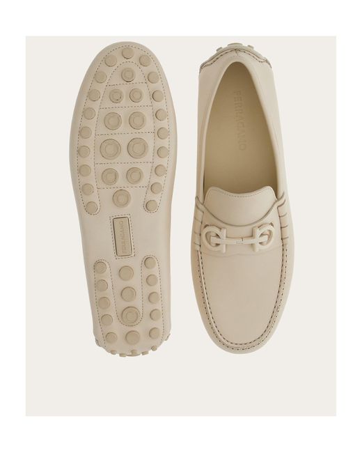 Ferragamo White Ferragamo Gancini Ornament Loafers for men