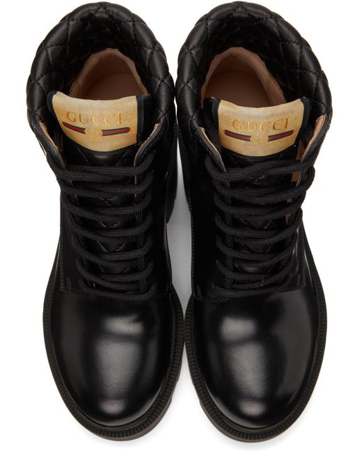 Gucci Black Lace-Up Ankle Boots