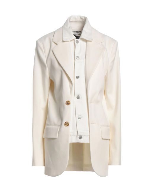 MM6 by Maison Margiela White Denim Blazer