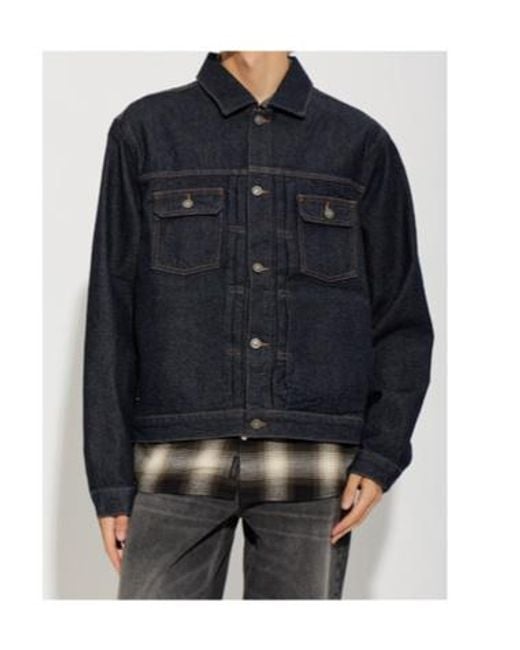 AllSaints Blue Button Denim Jacket for men