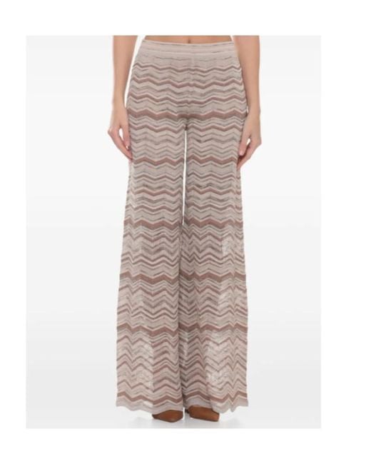 D.exterior Natural Chevron Zigzag Knit Trousers
