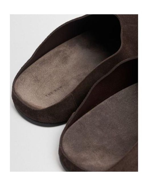 The Row Brown Hudson Leather Slides for men