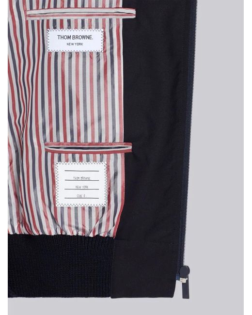 Thom Browne Blue Bar Bomber Jacket for men