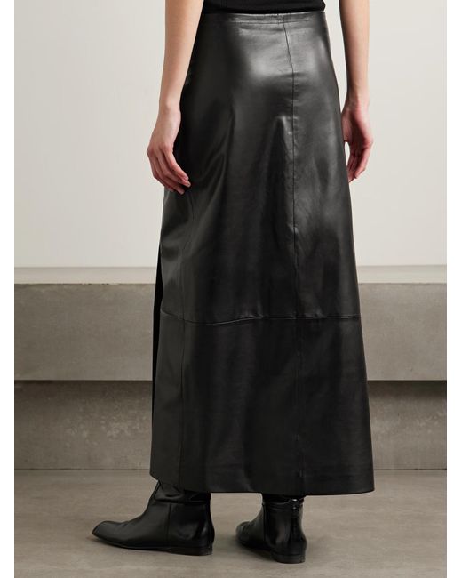 Khaite Black Panelled Wrap Midi Skirt