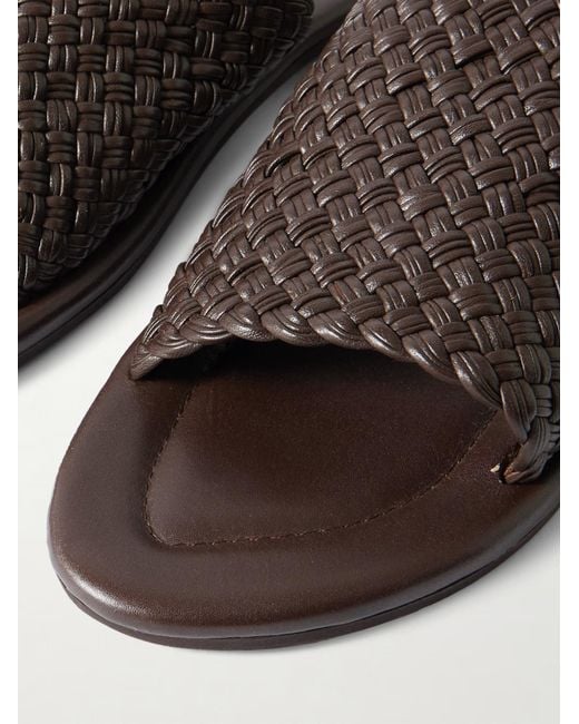 St. Agni Brown Woven Leather Slippers