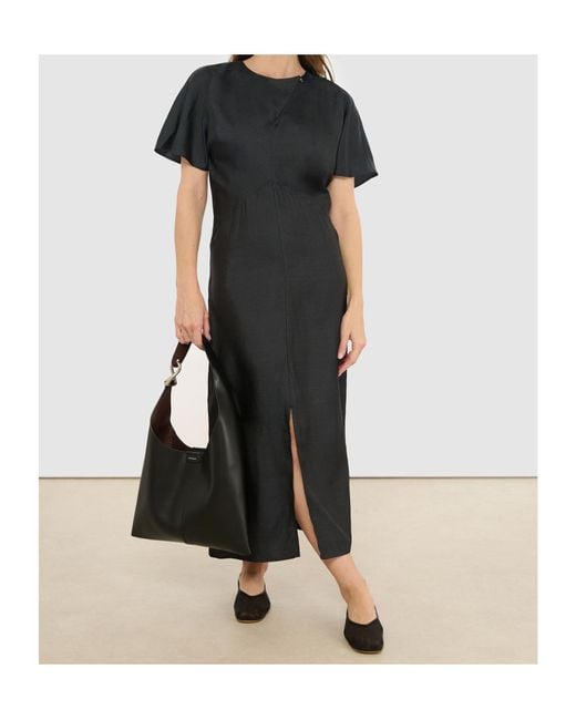 Soeur Black Ella V-Neck Short-Sleeve Midi Dress