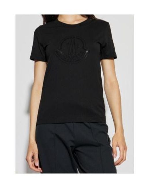 Moncler Black Logo Embellished Crewneck T-Shirt