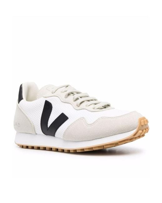 Veja White Logo-Patch Low-Top Sneakers for men