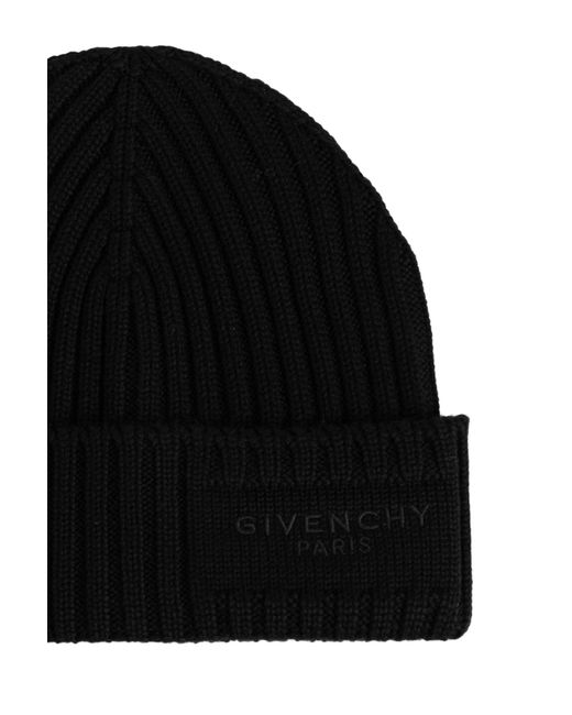 Givenchy Black Logo Embroidered Knit Beanie for men