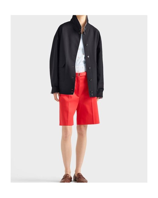Prada Blue Kid Mohair And Poplin Jacket