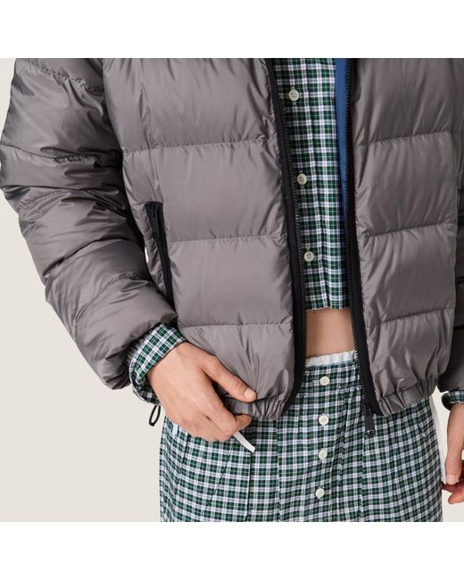 Miu Miu Gray Hooded Lightweight Fluffy Down Jacket