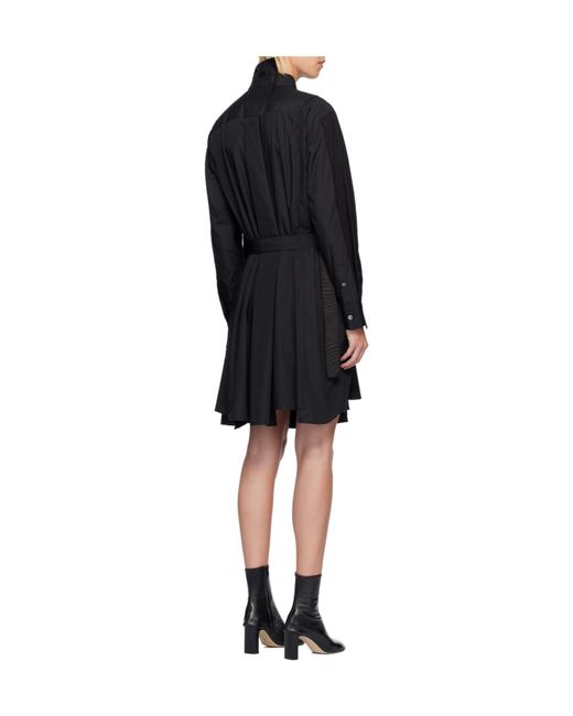 Sacai Black Poplin Midi Dress