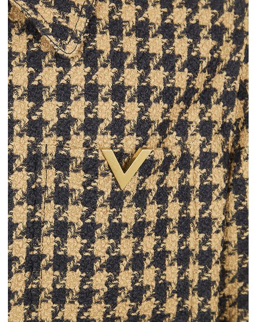 Valentino Brown Houndstooth Button-Up Coat for men