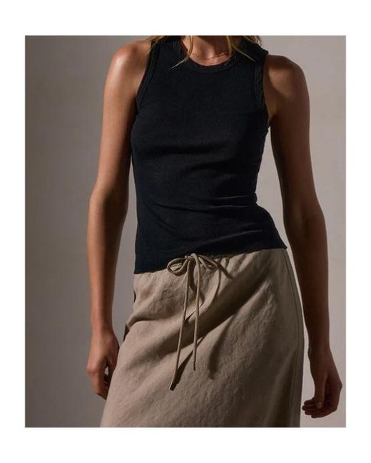James Perse Brown Ribbed Shell Top