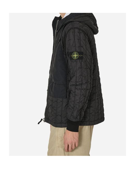 Stone Island Black Compass-Badge Quilted Jacket for men