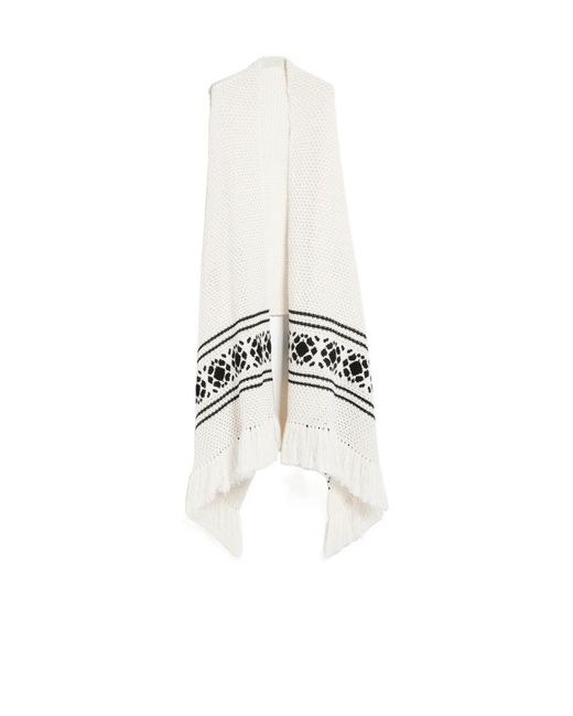 Max Mara White Peplo Fringed Scarf