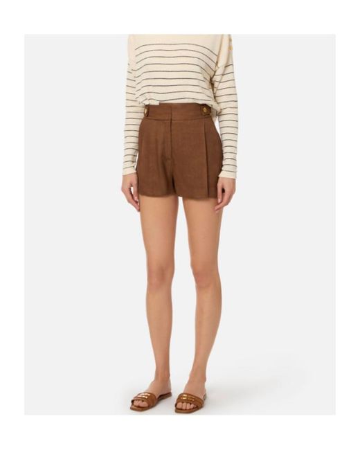 Elisabetta Franchi Brown Pleated Shorts