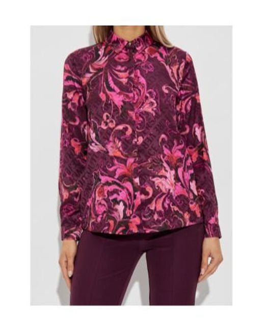 Versace Jeans Red Couture Barocco Pattern Long-Sleeved Shirt