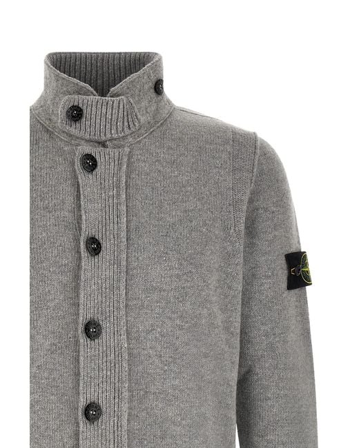 Stone Island Gray Button-Up Jumper for men