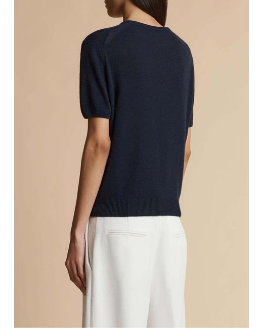 Khaite Blue The Pierre Short-Sleeved Jumper
