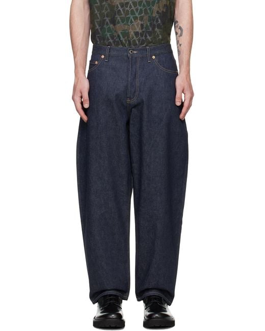 Valentino Blue Logo Patch Cropped-Leg Jeans for men