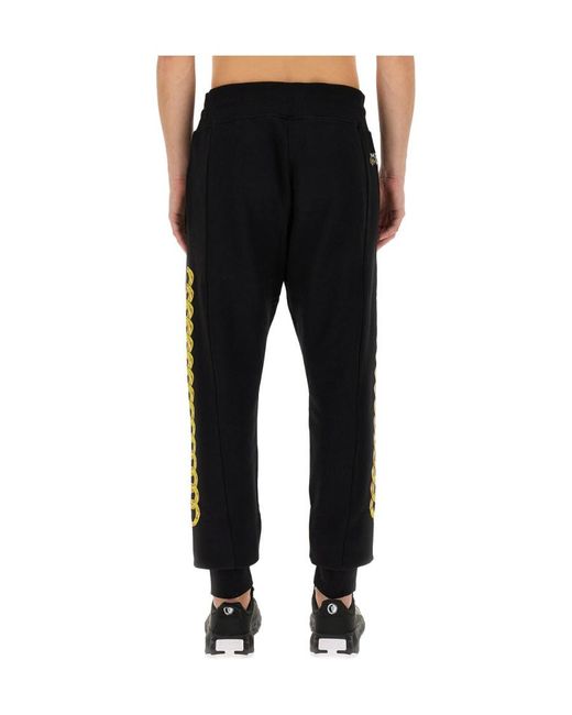 Versace Jeans Black Couture Chain-Print Drawstring Pants for men
