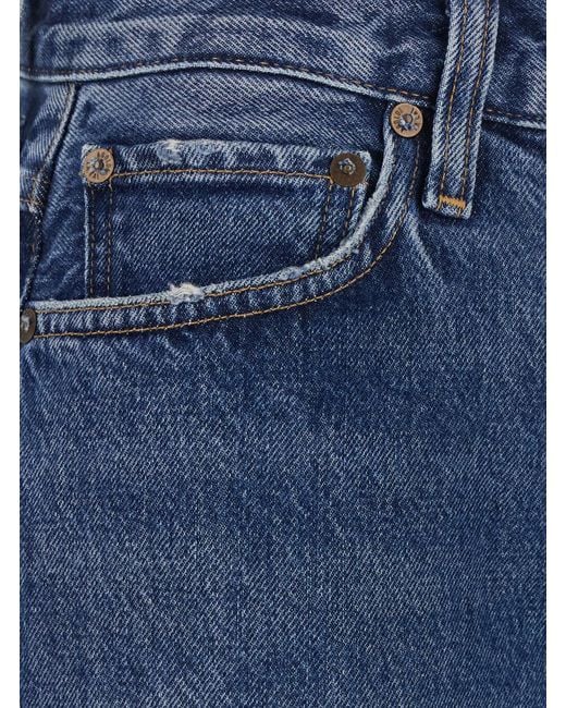 Agolde Blue High-Rise Wide-Leg Jeans