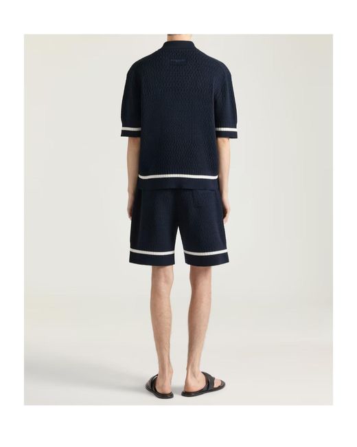 Givenchy Blue Paris Logo Embroidered Knitted Polo Shirt for men
