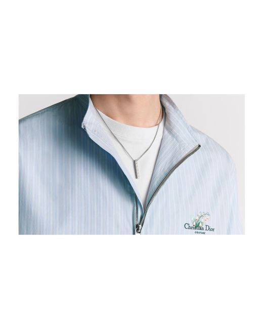 Dior Blue Zipped Shirt With Christian Couture Lily Of The Valley Embroidery for men