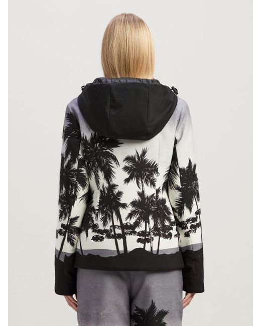 Palm Angels Gray Palm Tree-Printed Zippeded Ski Jacket