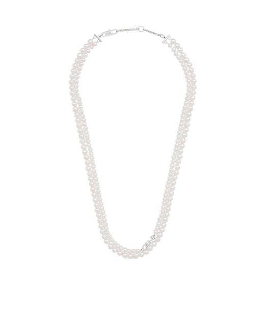 Céline White Monochroms Double Pearl Necklace for men