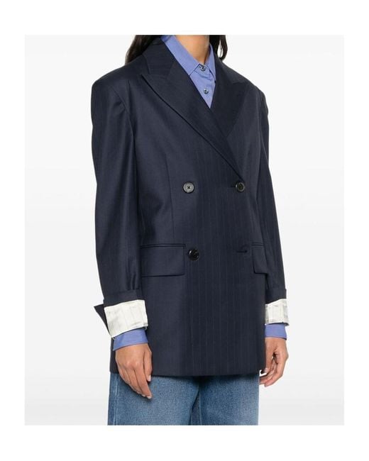 Prada Blue Double-Breasted Tailored Blazer