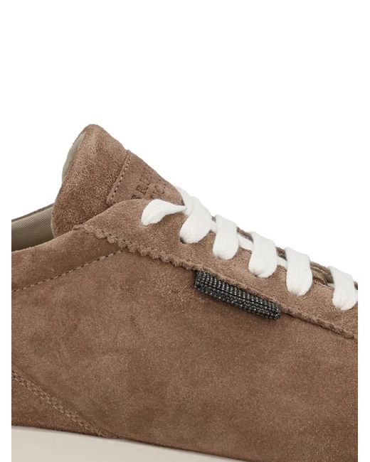 Brunello Cucinelli Brown Panelled Low-Top Sneakers