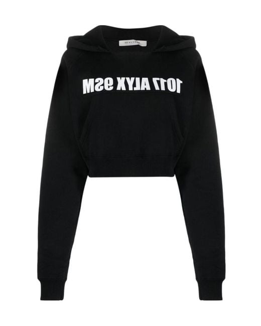 1017 ALYX 9SM Black 1017 9Sm Logo Printed Cropped Hoodie