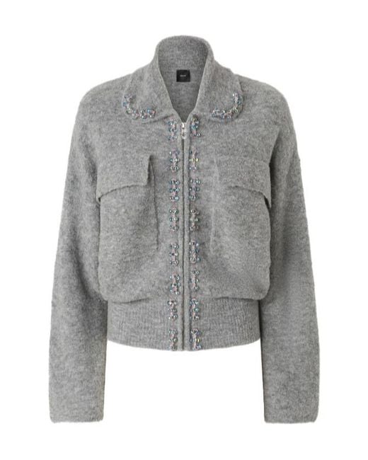 Pinko Gray Collared Embellish Detailed Jacket