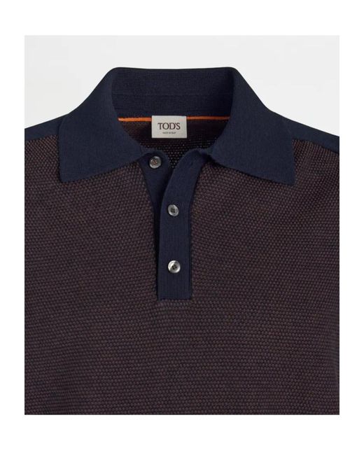 Tod's Blue Piquet Short-Sleeve Polo Shirt for men