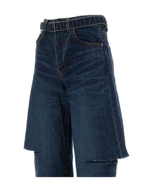 Sacai Blue Straight-Leg Jeans