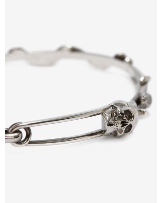 McQueen White Skull Safety Pin Bracelet for men