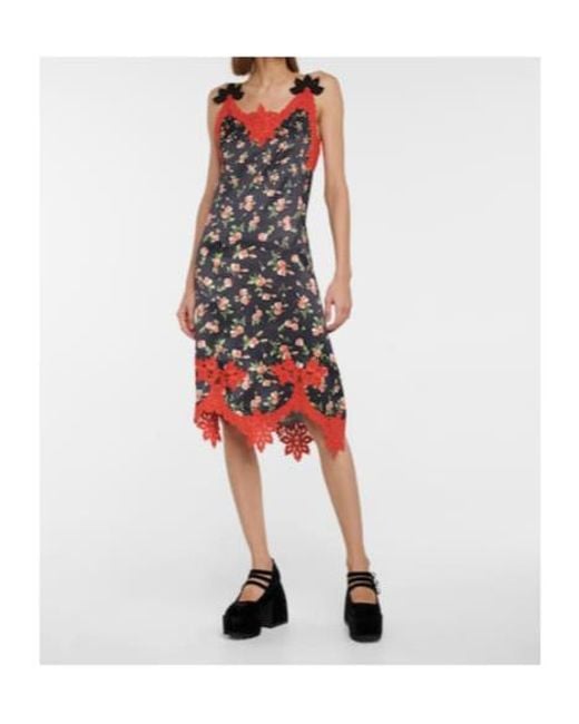 Rabanne Red Floral Printed Midi Dress