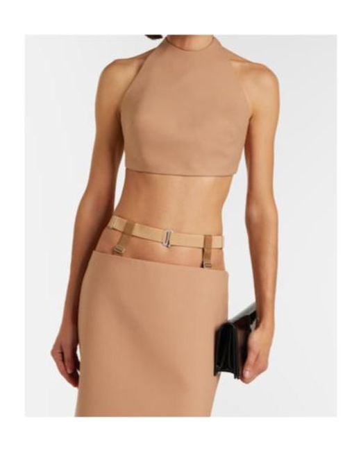 Mugler Natural Wool-Blend Crop Top