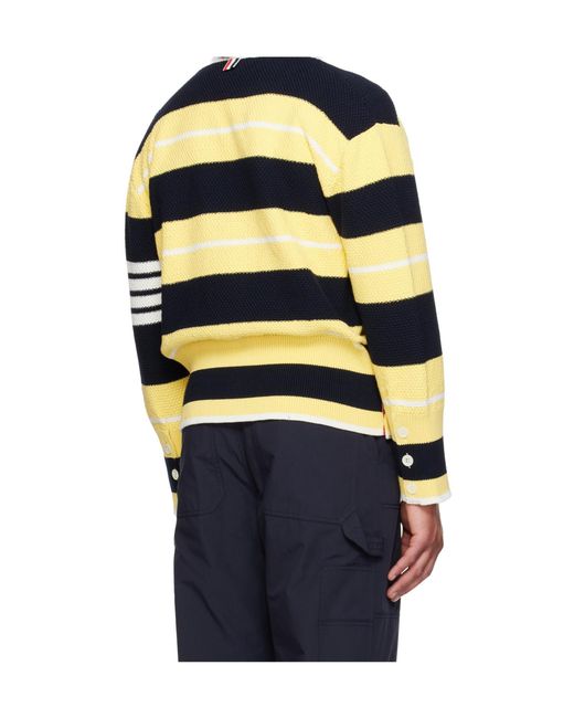 Thom Browne Blue Striped Cardigan for men