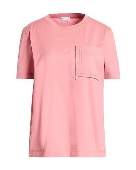 Brunello Cucinelli Pink Solid Crew Neck Short-Sleeve T-Shirt