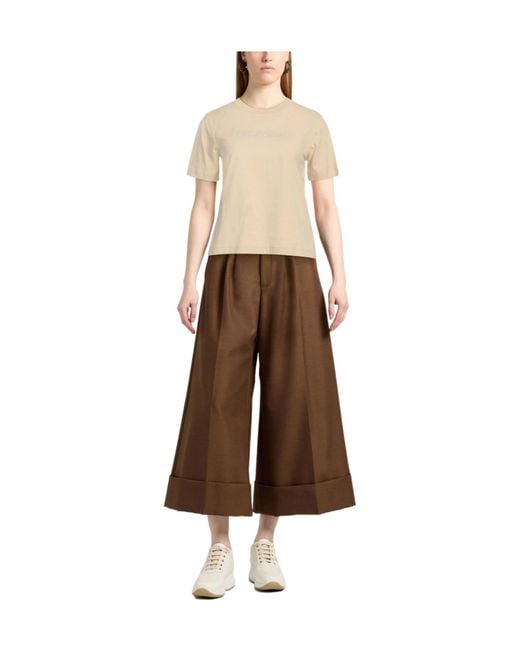 Burberry Natural Solid-Color Short-Sleeved Crew Neck T-Shirt