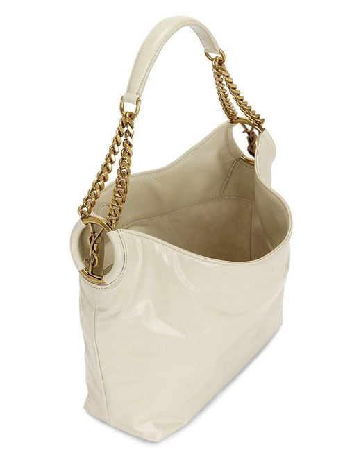 Saint Laurent White Small Cassandre Hobo Bag