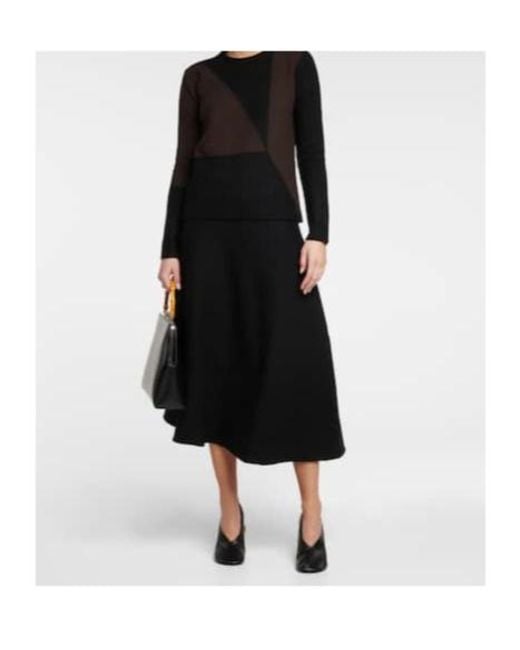 Jil Sander Black Virgin Wool Midi Skirt