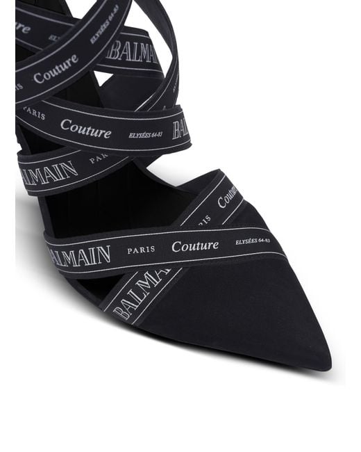 Balmain Black Couture Ribbon Crossover Strap Pumps